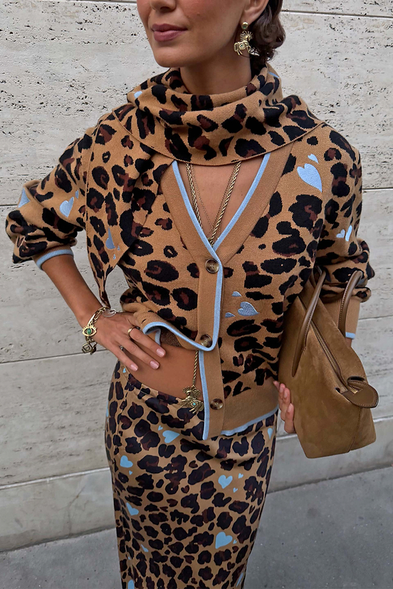 Heart Leopard Scarf