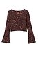 Dark Leopard Ballet Wrap in iconic leopard print with orange accents, flared sleeves, and back neck logo.