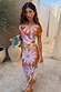 Multicoloured Abstract Soleil Luna Mesh Dress with sun motifs in a stretchy sheer mesh fabric.