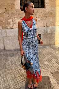 Sky Blue Deer Midi Maeva Skirt