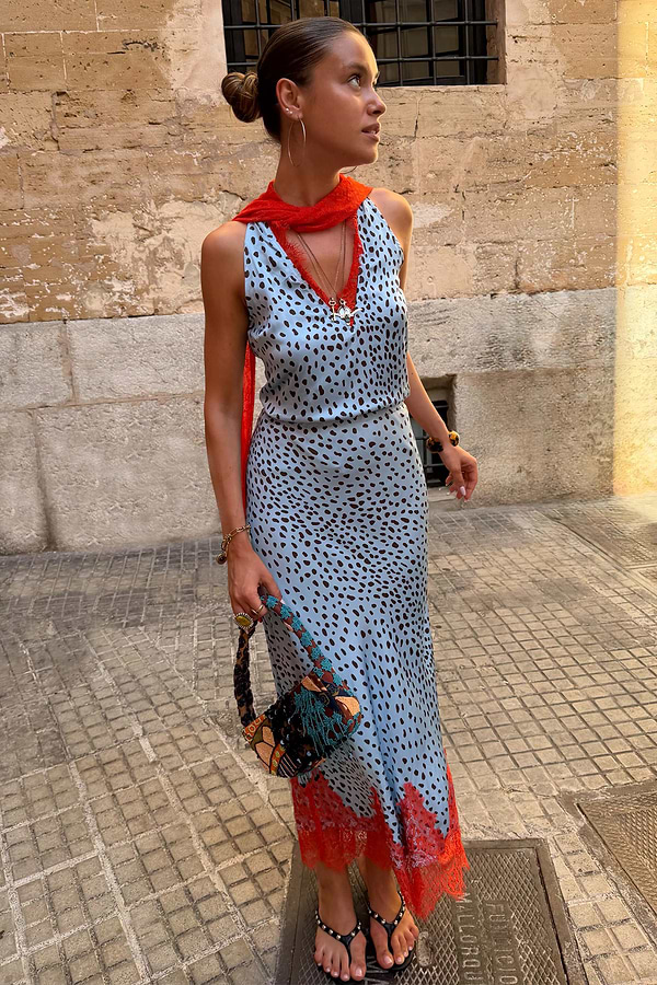 Sky Blue Deer Midi Maeva Skirt