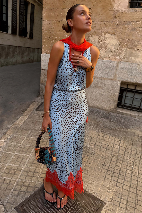 Sky Blue Deer Midi Maeva Skirt