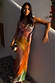 Multicoloured Abstract Malika Midaxi Dress with a draped neckline and stretch jersey, designed in London.