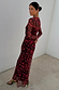 Cherry Mesh Soho Dress featuring a red digital cherry print, long sleeves and sheer mesh fabric.