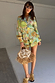 Thumbnail for Isla Miley Shirt and matching ruffle shorts featuring a green and yellow hand-painted motif print.