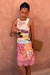 Pastel Morocco Mini Maeva Skirt featuring a pink lace trim and abstract motifs, styled with a matching tank top.