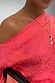 Pink Animal Jacquard Mini Tilly Dress detail highlighting the off-the-shoulder neckline and leopard print.