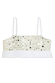Cream Mirror Gabbi Top with geometric glass and mirror bead embellishments, adjustable straps and a white ruffle hem.