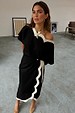 Mono Scallop Jaspre Skirt in black with white scallop trim and a multi-wear wrap tie fastening.