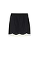 Thumbnail for Mono Scallop Mini Jaspre Skirt in black cotton-linen featuring a contrast white scalloped hem and wrap tie.