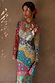 Pastel Morocco Mesh Vivi Dress featuring sun, eye and palm motifs in a sheer multi-wear mesh.