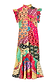Thumbnail for Morocco Remi midaxi dress in a multi-colour abstract patchwork print with pleated frills and a high neckline.
