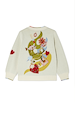 Cream Multi Enchanted Cardigan showing the back print with colourful sun, fish, bow, and heart motifs.