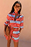 Thumbnail for Multi Stripe Tate Shorts featuring a high-waisted boxer leg silhouette in a blue and red stripe pattern.