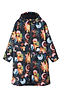 Thumbnail for Navy Charm Coat with a sun and moon print designed in-house, waterproof fabric, borg lining and zip front.