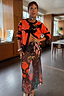 Thumbnail for Night Garden Mesh Dorris Skirt with poppy and leopard motifs on a sheer black mesh base.