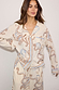 Cream Button Through Pyjamas with a blue and brown octopus print, featuring contrast piping and a relaxed fit.