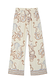 Cream wide-leg pyjama trousers featuring a blue and brown octopus print and a patterned border hem.