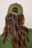 Thumbnail for Olive Amara Cap in green cotton featuring an adjustable strap, shown from the back on a model with long wavy brown hair.