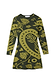 Olive Amara Knit Mini Dress in khaki and lime featuring iconic hand, flower and eye motifs.