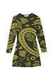 Olive Amara Knit Mini Dress in khaki and lime featuring iconic hand, flower and eye motifs.