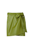 Thumbnail for Olive Green Vegan Leather Mini Jaspre Skirt with a wrap tie fastening and multi-wear design.