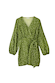 Olive Sequin Mini Vienna Petite wrap dress in green with long sleeves and a tie-waist fastening.