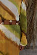 Green Ombre Alba Dress in earthy yellow and green tones with natural stone beading and waist cut-out detail.
