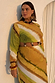 Thumbnail for Green Ombre Alba Dress in earthy tones, featuring a waist cut-out with stone beads on a model in UK size 18.