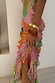 Thumbnail for Ombre Jacquard Faro Dress featuring multi-coloured tiered ruffles and textured silver metallic detailing.