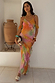 Thumbnail for Multi-coloured Ombre Jacquard Faro Dress featuring tiered ruffles and silver textured detailing.