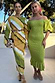 Green Ombre Alba Dress with earthy tones and beaded waist cut-outs, shown on two models for inclusive sizing.