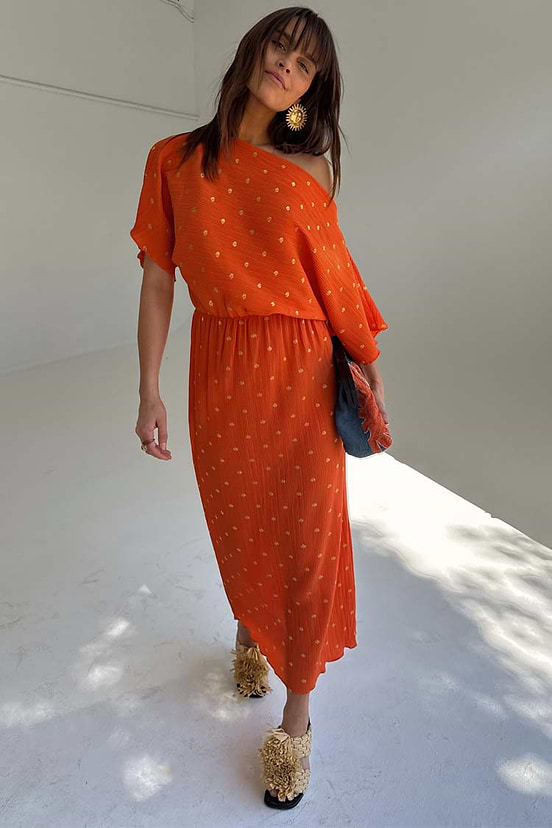 never fully dressed orange Never Fully Dressed sunset ombre mesh midaxi dress in orange and red