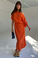 Thumbnail for Orange Tilly Dress with a gold fleck print, featuring a draped asymmetrical shoulder and voluminous top.