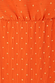 Thumbnail for Orange Tilly Dress detail showing the metallic gold fleck print on textured orange fabric with a gathered waist seam.