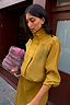 Olive Organza Funnel Neck Jacket
