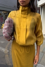 Olive Organza Funnel Neck Jacket