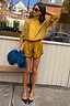 Olive Organza Funnel Neck Jacket
