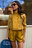 Thumbnail for Olive Organza Funnel Neck Jacket