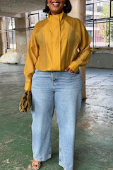 Olive Organza Funnel Neck Jacket