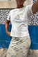 Thumbnail for White cotton Oyster Baby T Shirt with a fine line oyster print and matching co-ord skirt.