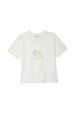 White cotton Oyster Baby T Shirt featuring a central fine line oyster and lemon print and short sleeves.