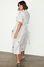Thumbnail for White cotton linen Brooklyn wrap dress with gold palm fleck, featuring a wrap waist and collar.