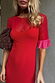 Red and Pink Katie Dress in sheer red mesh with vibrant pink frilled sleeves, layered over a matching red slip.