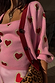 Pink Hearts Knit Tank and cardigan co-ord featuring red heart prints, designed in-house on a pink knit.