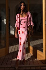 Pink Hearts Knit Tank and matching cardigan, styled with the red heart Dorris skirt and a leopard clutch.