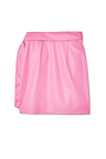 Pink vegan leather mini Jaspre wrap skirt with iconic multi-wear tie fastening.