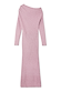 Vestito Tilly in luminosa maglia a coste rosa glitterata con scollo ampio e maniche lunghe.