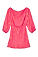 Pink Safari Mini Tilly Dress featuring pink palm-print jacquard, elasticated waistband and 3/4 length sleeves.