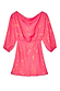 Thumbnail for Pink Safari Mini Tilly Dress in pink jacquard with a floral and palm print, long sleeves and elasticated waist.